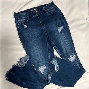 Women's Distressed Blue Jeans